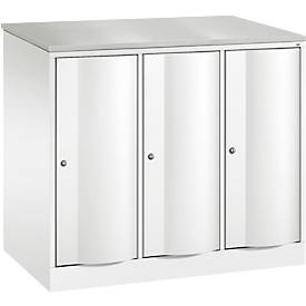 C und P C+P Garderobekast Resisto, 3 vakken, 3 legborden, B 1148 x D 640 x H 1077 mm, verkeerswit