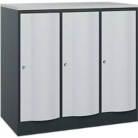 C und P C+P Garderobekast Resisto, 3 vakken, 3 legborden, B 1148 x D 640 x H 1077 mm, antracietgrijs/lichtgrijs