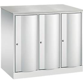 C und P C+P Garderobekast Resisto, 3 vakken, 3 legplanken, B 1148 x D 640 x H 1077 mm, lichtgrijs