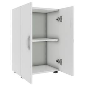 Ulas archiefkast, 2 dossierhoogtes, 1 legplank, voor ca. 14 dossiers, vleugeldeuren, B 490 x D 340 x H 740 mm, hout, wit