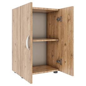 Ulas archiefkast, 2 dossierhoogtes, 1 legplank, voor ca. 14 dossiers, vleugeldeuren, B 490 x D 340 x H 740 mm, hout, honing eiken