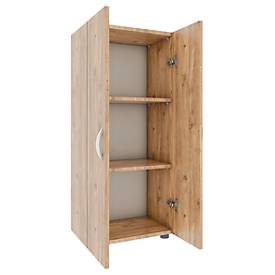 Ulas archiefkast, 3 dossierhoogtes, 2 legborden, voor ca. 21 dossiers, vleugeldeuren, B 490 x D 340 x H 1080 mm, hout, honing eiken