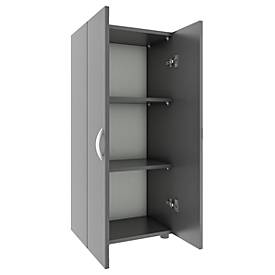 Ulas archiefkast, 3 dossierhoogtes, 2 legborden, voor ca. 21 dossiers, vleugeldeuren, B 490 x D 340 x H 1080 mm, hout, antraciet