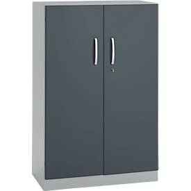 Kantoorkast, 3OH, afsluitbaar, met opliggende deuren, B 800 mm, basaltgrijs/blank aluminium