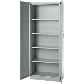 Kantoorkast, 5 OH, afsluitbaar, met opliggende deuren, B 800 mm, blank aluminium