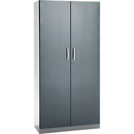 Kantoorkast, 5 OH, afsluitbaar, met opliggende deuren, B 950 mm, basaltgrijs/blank aluminium