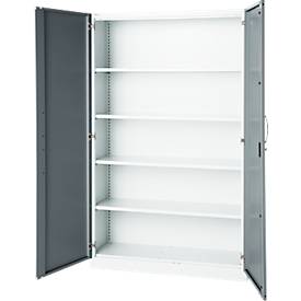 Kantoorkast, 5 OH, afsluitbaar, met opliggende deuren, B 1200 mm, basaltgrijs/verkeerswit