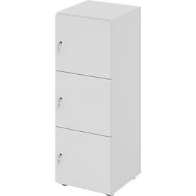 Lockerkast Topas Line, 3 dossierhoogtes, 3 vakken, cilinderslot, B 400 x D 420 x H 1100 mm, grijs/grijs