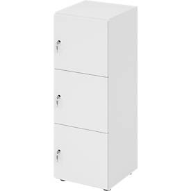 Lockerkast Topas Line, 3 dossierhoogtes, 3 vakken, cilinderslot, B 400 x D 420 x H 1100 mm, wit/wit