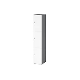Topas Line lockerkast, 6 dossierhoogtes, 3 vakken, cilinderslot, B 400 x D 420 x H 2156 mm, grafiet/wit
