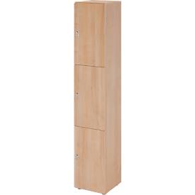 Topas Line lockerkast, 6 dossierhoogtes, 3 compartimenten, cilinderslot, B 400 x D 420 x H 2156 mm, notenhout/walnoot