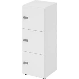 Lockerkast Topas Line, 3 dossierhoogtes, 3 compartimenten, cijferslot, B 400 x D 420 x H 1100 mm, wit/wit