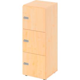 Lockerkast Topas Line, 3 dossierhoogtes, 3 compartimenten, cijferslot, B 400 x D 420 x H 1100 mm, ahorn/mapulier