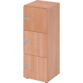 Lockerkast Topas Line, 3 dossierhoogtes, 3 compartimenten, cijferslot, B 400 x D 420 x H 1100 mm, notenhout/walnoot