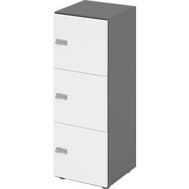 Lockerkast Topas Line, 3 dossierhoogtes, 3 compartimenten, cijferslot, B 400 x D 420 x H 1100 mm, grafiet/wit