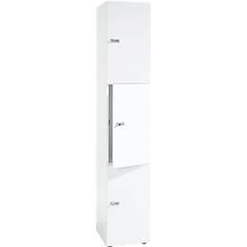 Topas Line lockerkast, 6 dossierhoogtes, 3 vakken, cilinderslot, B 400 x D 420 x H 2156 mm, wit/wit