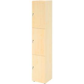 Topas Line lockerkast, 6 dossierhoogtes, 3 compartimenten, cilinderslot, B 400 x D 420 x H 2156 mm, esdoorn/mapulier
