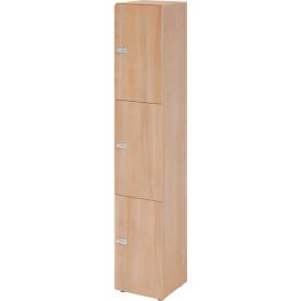 Lockerkast Topas Line, 6 dossierhoogtes, 3 compartimenten, cijferslot, B 400 x D 420 x H 2156 mm, notenhout/walnoot