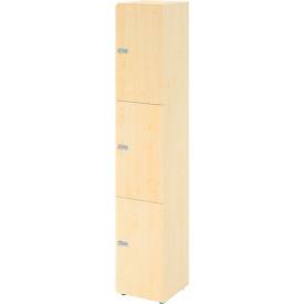 Lockerkast Topas Line, 6 dossierhoogtes, 3 compartimenten, cijferslot, B 400 x D 420 x H 2156 mm, esdoorn/mapulier
