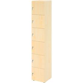 Lockerkast Topas Line, 6 dossierhoogtes, 6 vakken, cilinderslot, B 400 x D 420 x H 2156 mm, esdoorn/mapulier