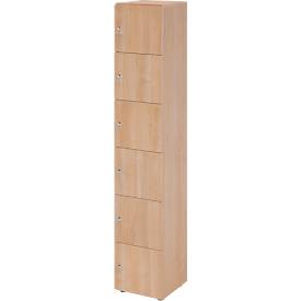 Topas Line lockerkast, 6 dossierhoogtes, 6 compartimenten, cilinderslot, B 400 x D 420 x H 2156 mm, notenhout/walnoot