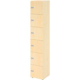Lockerkast Topas Line, 6 dossierhoogtes, 6 vakken, cijferslot, B 400 x D 420 x H 2156 mm, esdoorn/mapulier