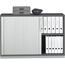 Schäfer Shop Genius Tetris Houten dwarse rolluikkast, 2 OH, afsluitbaar, met sokkel, B 1200 x D 421 x H 800 mm, grafiet