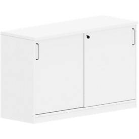 Bijzetkast met schuifdeuren BEXXSTAR, 1,5 ordnerhoogte, B 1200 x D 420 x H 740 mm, wit