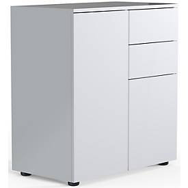 Dalosa ladekast, 4 vakken & 2 laden, deur, B 700 x D 390 x H 770 mm, hout, wit