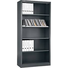 Schäfer Shop Select stellingkast MS, 5 OH, B 800 x D 400 x H 1935 mm, plaatstaal, basaltgrijs
