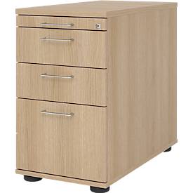 Sokkel Breno 13336, lade voor schrijfgerei en hangmappen, B 428 x D 800 x H 720-760 mm, spaanplaat, eiken