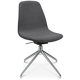 Topstar Conferentiestoel  Sitness Life 1.1, draaibaar/zitting in hoogte verstelbaar, zonder armleuningen, B 460 x D 390 x H 450-480 mm, 4-poots onderstel, gepolijst aluminium & stof, anthr.