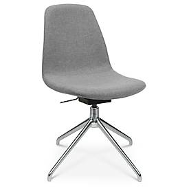 Topstar Conferentiestoel  Sitness Life 1.1, draaibaar/zitting in hoogte verstelbaar, zonder armleuningen, B 460 x D 390 x H 450-480 mm, 4-poots onderstel, gepolijst aluminium & stof, h.grijs