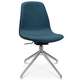 Topstar Conferentiestoel  Sitness Life 1.1, draaibaar/zitting in hoogte verstelbaar, zonder armleuningen, B 460 x D 390 x H 450-480 mm, 4-poots onderstel, gepolijst aluminium & stof, petrol