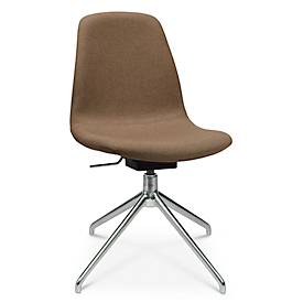 Topstar Conferentiestoel  Sitness Life 1.1, draaibaar/zitting in hoogte verstelbaar, zonder armleuningen, B 460 x D 390 x H 450-480 mm, 4-poots onderstel, gepolijst aluminium & stof, h.bruin