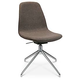 Topstar Conferentiestoel  Sitness Life 1.1, draaibaar/zitting in hoogte verstelbaar, zonder armleuningen, B 460 x D 390 x H 450-480 mm, 4-poots onderstel, gepolijst aluminium & stof, bruin