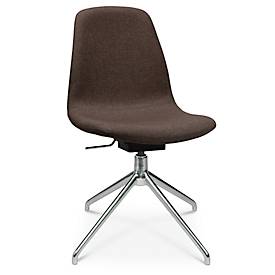 Topstar Conferentiestoel  Sitness Life 1.1, draaibaar/zitting in hoogte verstelbaar, zonder armleuningen, B 460 x D 390 x H 450-480 mm, 4-poots onderstel, gepolijst aluminium & stof, d.bruin