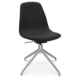 Topstar Conferentiestoel  Sitness Life 1.1, draaibaar/zitting in hoogte verstelbaar, zonder armleuningen, B 460 x D 390 x H 450-480 mm, 4-poots onderstel, mat aluminium & stof, zwart