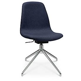 Topstar Conferentiestoel  Sitness Life 1.1, draaibaar/zitting in hoogte verstelbaar, zonder armleuningen, B 460 x D 390 x H 450-480 mm, 4-poots onderstel, gepolijst aluminium & stof, d.blauw