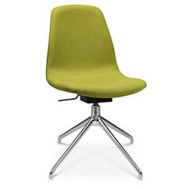 Topstar Conferentiestoel  Sitness Life 1.1, draaibaar/zitting in hoogte verstelbaar, zonder armleuningen, B 460 x D 390 x H 450-480 mm, 4-poots onderstel, gepolijst aluminium & stof, geel