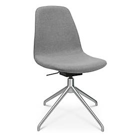 Topstar Conferentiestoel  Sitness Life 1.1, draaibaar/zitting in hoogte verstelbaar, zonder armleuningen, B 460 x D 390 x H 450-480 mm, 4-poots onderstel, mat aluminium & stof, h.grijs