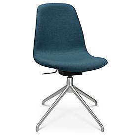 Topstar Conferentiestoel  Sitness Life 1.1, draaibaar/zitting in hoogte verstelbaar, zonder armleuningen, B 460 x D 390 x H 450-480 mm, 4-poots onderstel, mat aluminium & stof, petrol