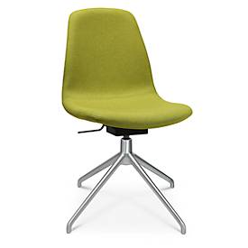 Topstar Conferentiestoel  Sitness Life 1.1, draaibaar/zitting in hoogte verstelbaar, zonder armleuningen, B 460 x D 390 x H 450-480 mm, 4-poots onderstel, mat aluminium & stof, geel