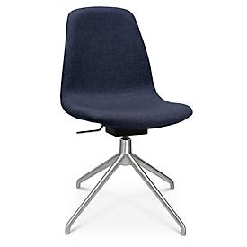 Topstar Conferentiestoel  Sitness Life 1.1, draaibaar/zitting in hoogte verstelbaar, zonder armleuningen, B 460 x D 390 x H 450-480 mm, 4-poots onderstel, mat aluminium & stof, d.blauw