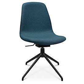 Topstar Conferentiestoel  Sitness Life 1.1, draaibaar/zitting in hoogte verstelbaar, zonder armleuningen, B 460 x D 390 x H 450-480 mm, 4-poots onderstel, aluminium zwart mat & stof, petrol