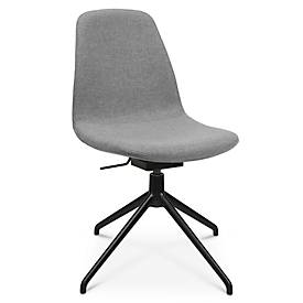 Topstar Conferentiestoel  Sitness Life 1.1, draaibaar/zitting in hoogte verstelbaar, zonder armleuningen, B 460 x D 390 x H 450-480 mm, 4-poots onderstel, aluminium zwart mat & stof, h.grijs
