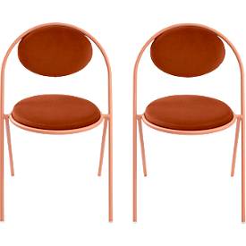 Meet_by_Paperflow Stoelen Saturne Meet by Paperflow - B 520 x D 540 x H 820 mm - stalen buis roze - fluweel roest - set van 2
