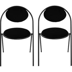 Meet_by_Paperflow Stoelen Saturne Meet by Paperflow - B 520 x D 540 x H 820 mm - stalen buis zwart - fluweel zwart - set van 2