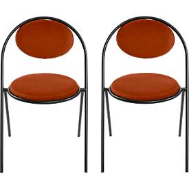 Meet_by_Paperflow Stoelen Saturne Meet by Paperflow - B 520 x D 540 x H 820 mm - stalen buis zwart - fluweel roest - set van 2