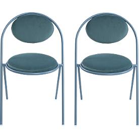 Meet_by_Paperflow Stoelen Saturne Meet by Paperflow - B 520 x D 540 x H 820 mm - stalen buis blauw - fluweel blauw - set van 2